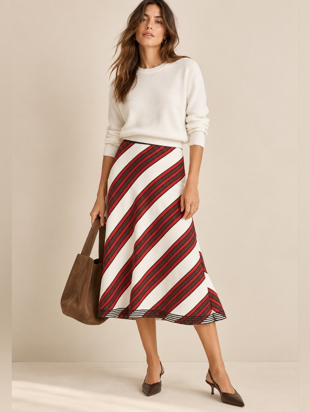 NWT TORY BURCH Printed A-Line Midi Skirt In Maverick Stripe Size 4 NEW